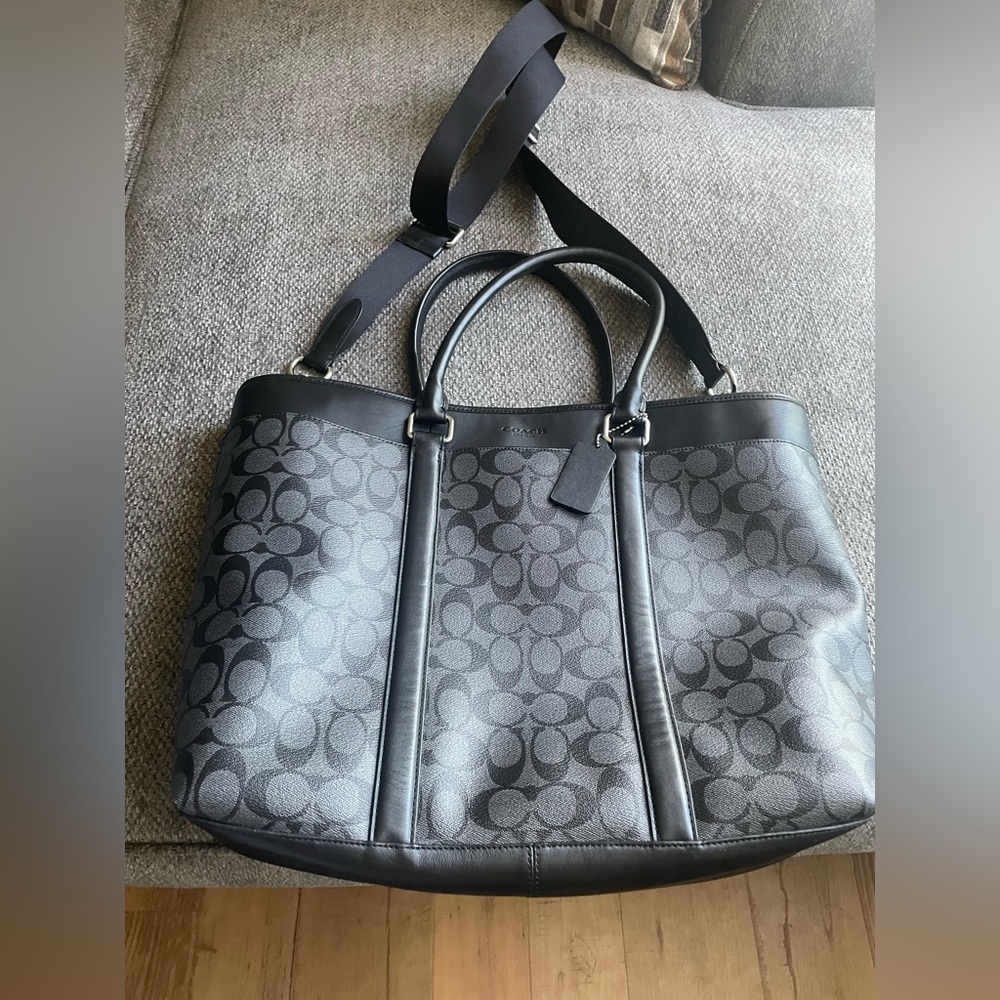 Coach business brief laptop bag signature black Unisex